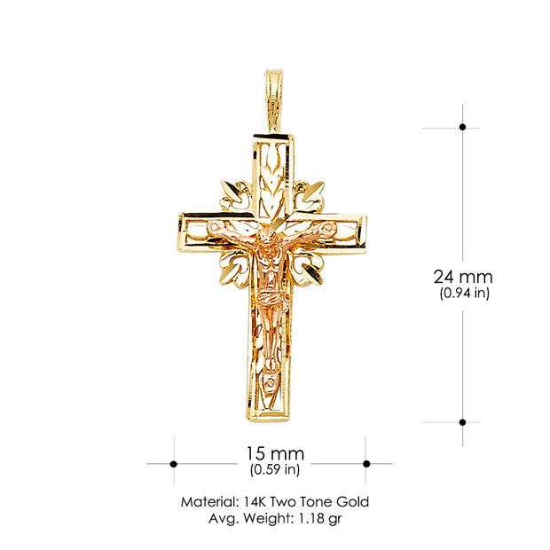 14K Gold Religious Crucifix Charm Pendant