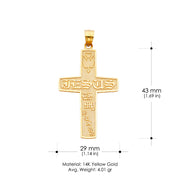 14K Gold Religious Cross Charm Pendant