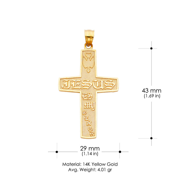 14K Gold Religious Cross Charm Pendant