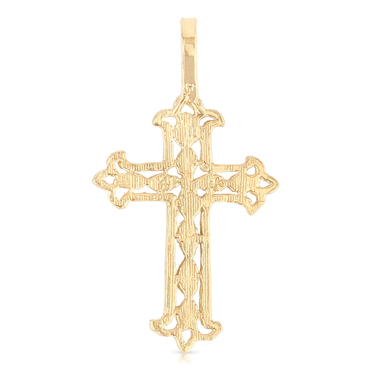 14K Gold Religious Cross Charm Pendant