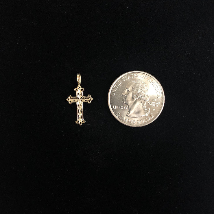 14K Gold Religious Cross Charm Pendant