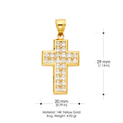 14K Gold CZ Religious Cross Charm Pendant