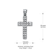 14K Gold CZ Religious Cross Charm Pendant