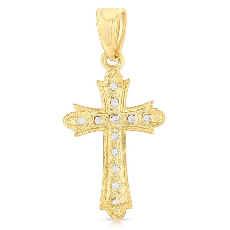 14K Gold CZ Religious Cross Charm Pendant