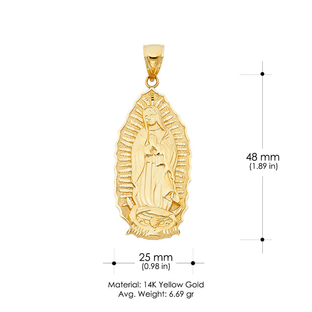 14K Gold Religious Guadalupe Charm Pendant