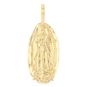 14K Gold Guadalupe Charm Pendant with 2.3mm Figaro 3+1 Chain Necklace