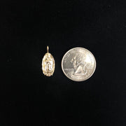 14K Gold Guadalupe Charm Pendant with 2.3mm Figaro 3+1 Chain Necklace