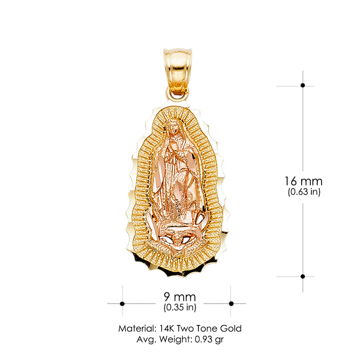 14K Gold Religious Guadalupe Charm Pendant