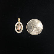 14K Gold CZ Religious Guadalupe Charm Pendant