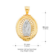 14K Gold Religious Guadalupe Charm Pendant