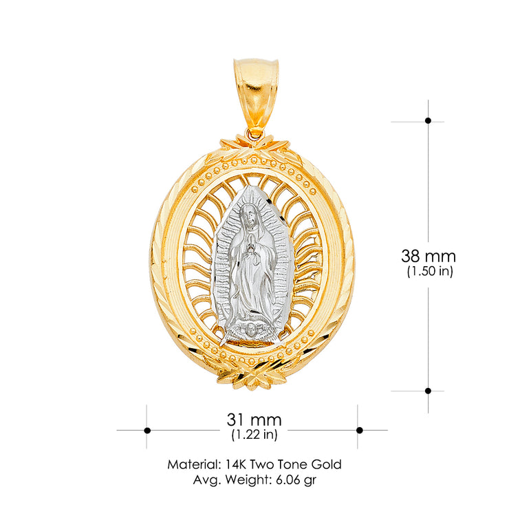 14K Gold Religious Guadalupe Charm Pendant