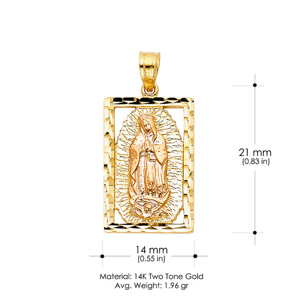 14K Gold Religious Guadalupe Charm Pendant