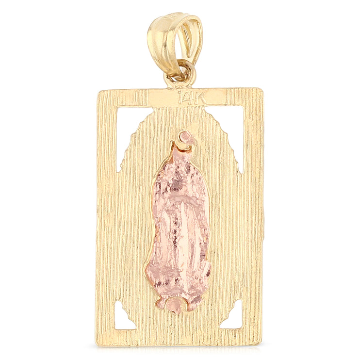 14K Gold Religious Guadalupe Charm Pendant