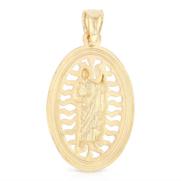 14K Gold St. Jude Religious CZ Pendant