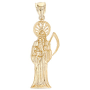 14K Gold Religious Santa Muerte Charm Pendant