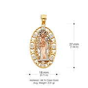 14K Gold Religious Santa Muerte Charm Pendant