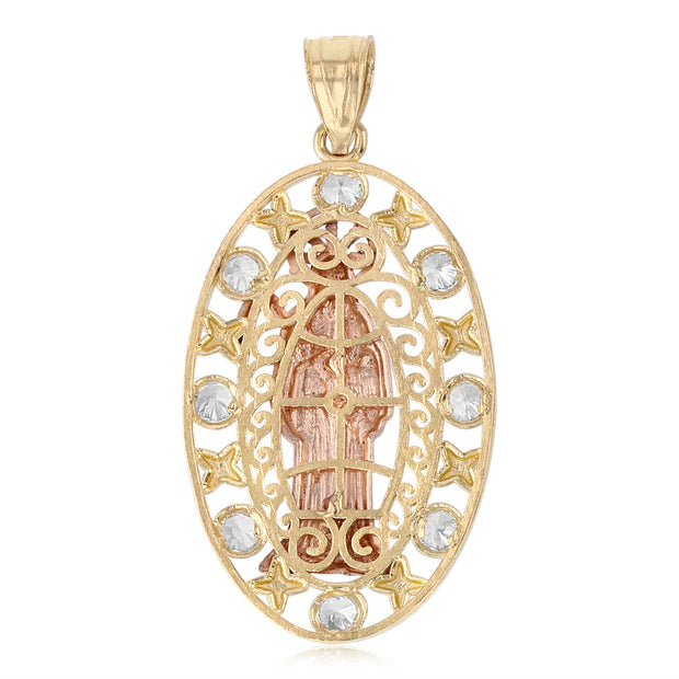 14K Gold Religious Santa Muerte Charm Pendant