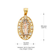 14K Gold Religious Santa Muerte Charm Pendant