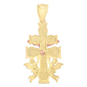 14K Gold Religious Cross of Caravaca Charm Pendant