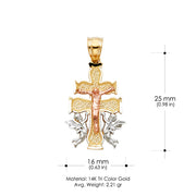 14K Gold Religious Cross of Caravaca Charm Pendant