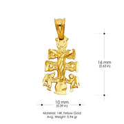 14K Gold Religious Cross of Caravaca Charm Pendant with 0.8mm Box Chain Necklace