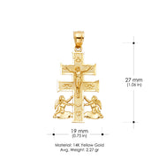 14K Gold Religious Cross of Caravaca Charm Pendant