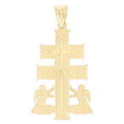 14K Gold Religious Cross of Caravaca Charm Pendant