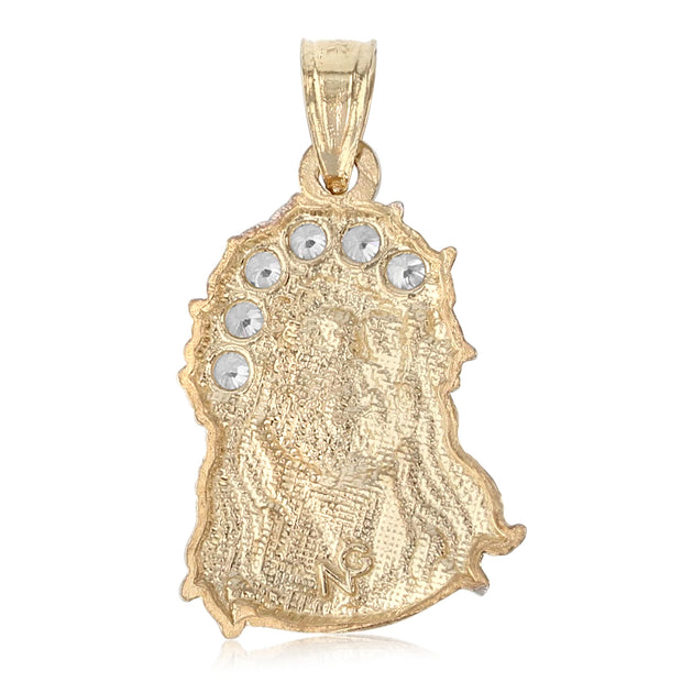 14K Gold Religious Jesus Head CZ Charm Pendant