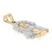 14K Gold Religious Jesus Head CZ Charm Pendant