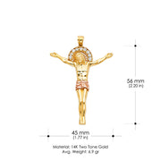 14K Gold CZ Religious Jesus Christ Body Charm Pendant
