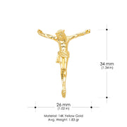 14K Gold Religious Jesus Christ Body Charm Pendant with 0.8mm Box Chain Necklace