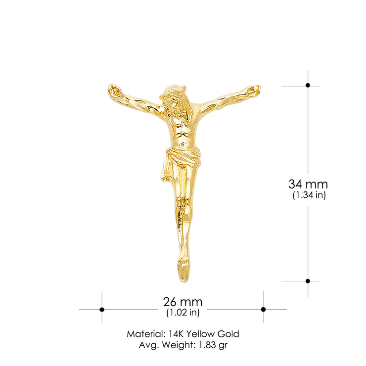 14K Gold Religious Jesus Christ Body Charm Pendant with 0.8mm Box Chain Necklace