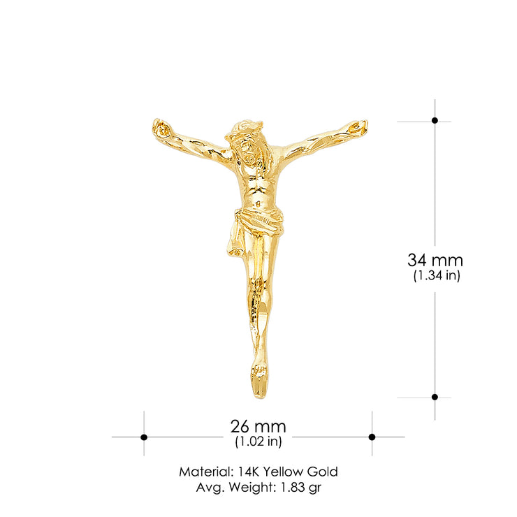 14K Gold Jesus Christ Body Charm Pendant with 1.8mm Singapore Chain Necklace