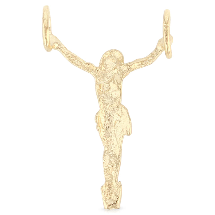 14K Gold Jesus Christ Body Charm Pendant with 1.8mm Singapore Chain Necklace