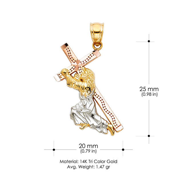 14K Gold Religious Charm Pendant with 0.8mm Box Chain Necklace