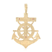 14K Gold Religious Crucifix Anchor Charm Pendant with 1.2mm Box Chain Necklace