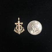 14K Gold Religious Crucifix Anchor Charm Pendant