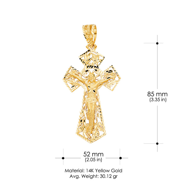 14K Gold Religious Crucifix Charm Pendant
