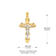 14K Gold Crucifix Charm Pendant with 1.8mm Singapore Chain Necklace