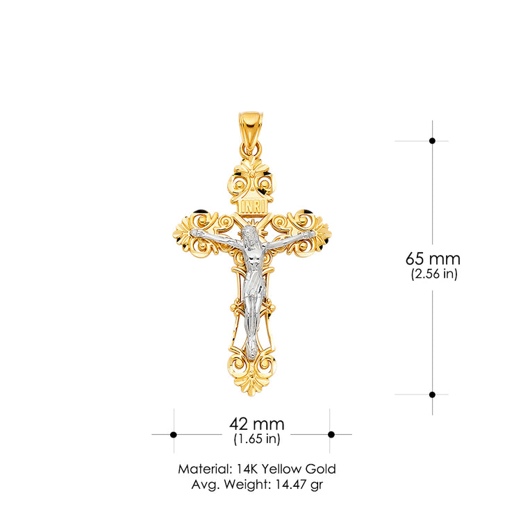 14K Gold Religious Crucifix Charm Pendant