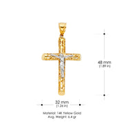 14K Gold Religious Crucifix Charm Pendant