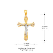 14K Gold CZ Religious Crucifix Charm Pendant