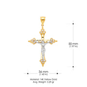 14K Gold CZ Religious Crucifix Charm Pendant