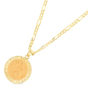 14K Gold St. Christopher Charm Pendant with 3.1mm Figaro 3+1 Chain Necklace