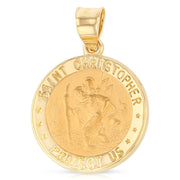 14K Gold St. Christopher Charm Pendant with 3.1mm Figaro 3+1 Chain Necklace