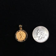 14K Gold St. Christopher Charm Pendant with 3.1mm Figaro 3+1 Chain Necklace