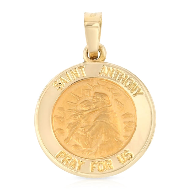 14K Gold Religious St. Anthony Charm Pendant with 0.8mm Box Chain Necklace