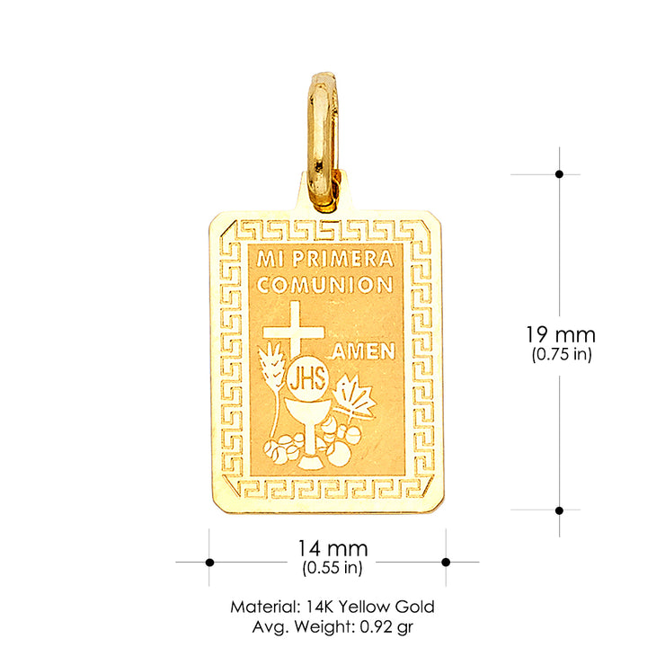 14K Gold Religious Communion Charm Pendant