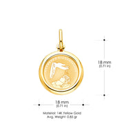 14K Gold Religious Baptism Charm Pendant with 1.2mm Box Chain Necklace