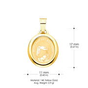 14K Gold Religious Baptism Charm Pendant